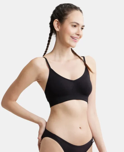 Wirefree Seamfree Non Padded Micro Touch Nylon Elastance Stretch Full Coverage Bra with Optional Cross