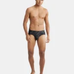 Tactel Microfiber Elastane Stretch Printed Brief with Moisture Move Properties - Ebony Grey Prints