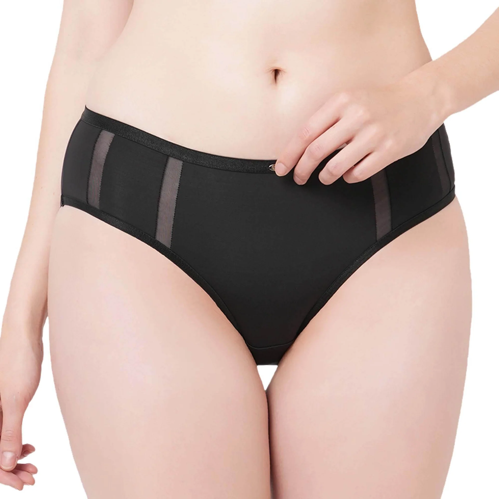Untitled-1_cc9a297b-a628-43c5-adba-5d562fe1ae54 High Waist Full Coverage Mesh Panelled Brief - Image 1